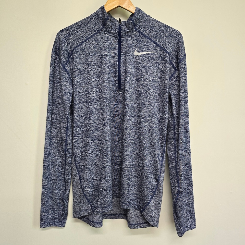 Nike Running Dri-FIT Quarter Zip Mens Medium Blue Heathered Pullover Gorpcore